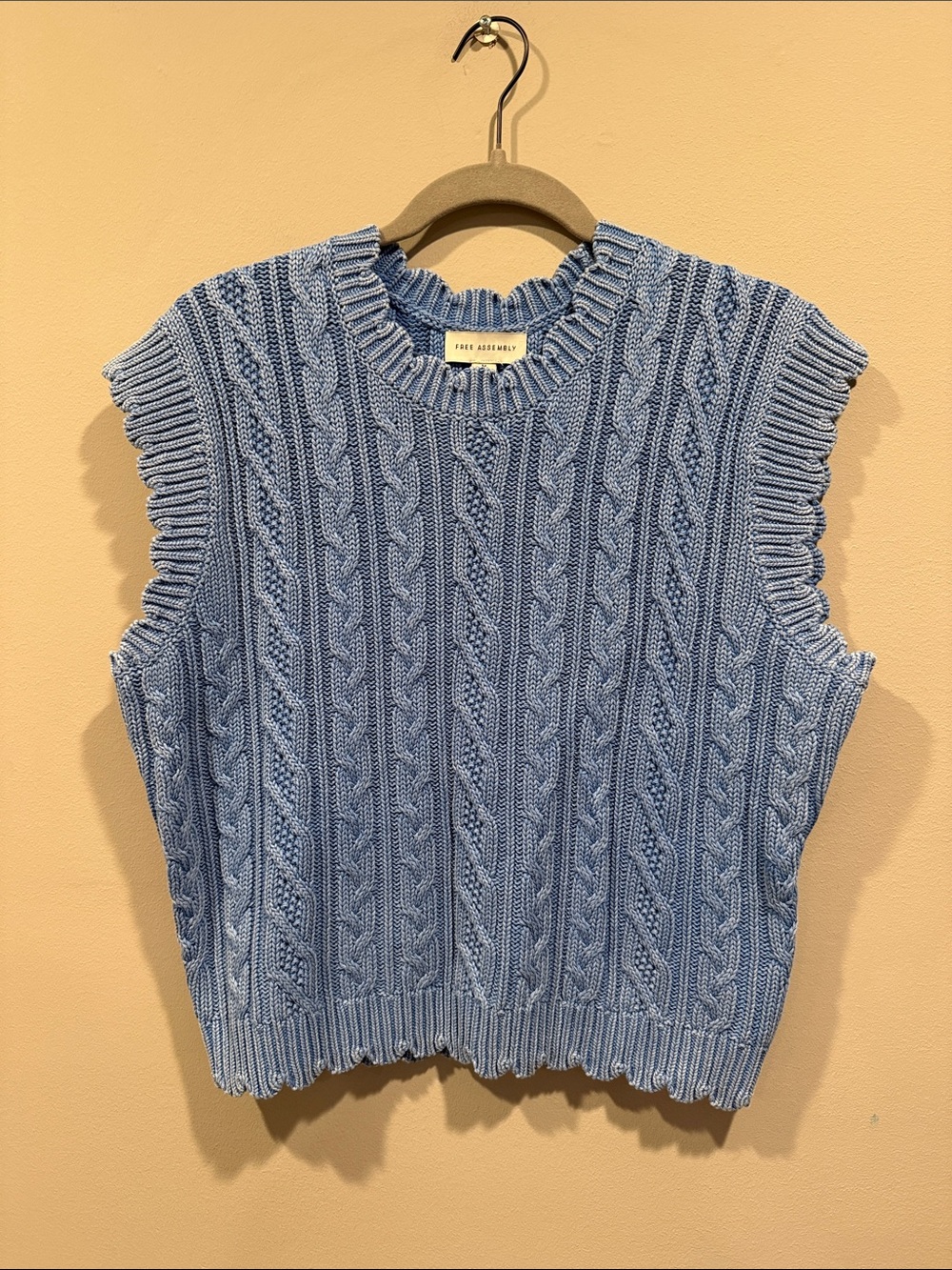 Cable Knit Sleeveless Sweater Vest - Light Blue by Free Assembly- size M